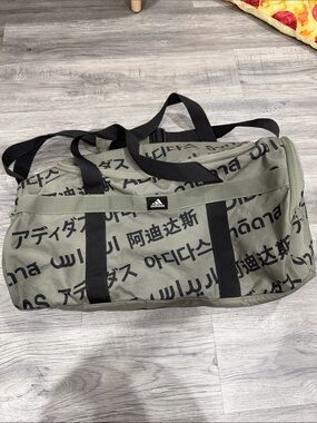 adidas Olive Green Graphic Logo Duffel Bag